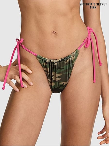 Victoria's Secret PINK Green Camo Tie Side Braided Bikini Bottoms (F22422) | €30