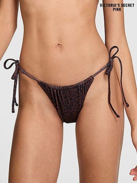 Victoria's Secret PINK Brown Leopard Tie Side Braided Bikini Bottoms (F22450) | €30