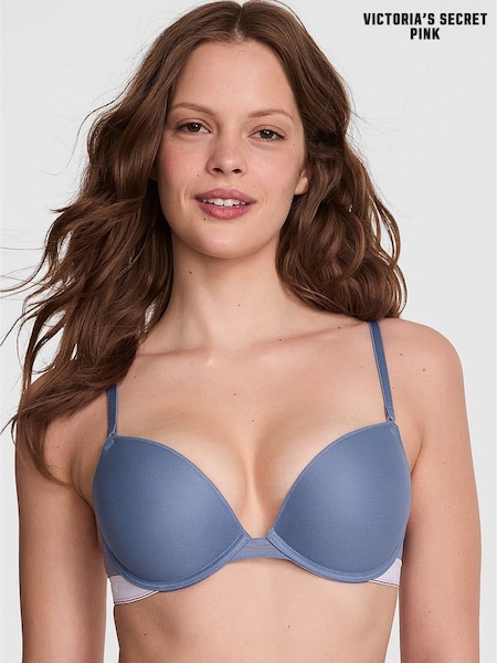 Victoria's Secret PINK Dusty Iris Blue Super Push Up Mesh Bra (F22465) | €33