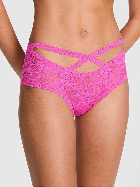 Victoria's Secret PINK Pink Gossip Double Strap Cheeky Floral Lace Knickers (F22494) | €10.50