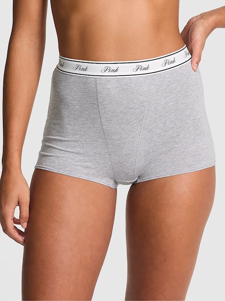 Victoria's Secret PINK Grey Heather High Waist Cotton Logo Knickers (F22495) | €10.50