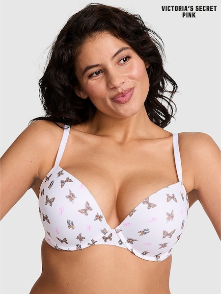 PINK White Butterfly Print Super Push Up Super Push Up Bra (F22496) | €33