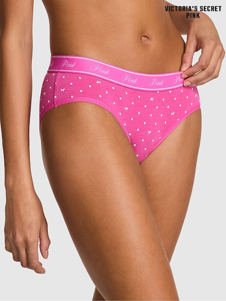 Victoria's Secret PINK Pink Gossip Dot Hipster Cotton Logo Knickers (F22550) | €10.50