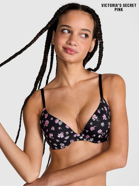 Victoria's Secret PINK Black Floral Print Push Up Bra (F22568) | €33