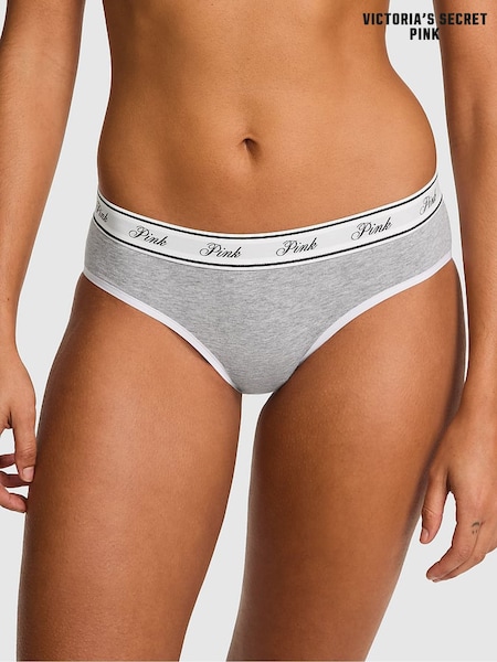 Victoria's Secret PINK Medium Heather Grey Hipster Cotton Logo Knickers (F22571) | €10.50