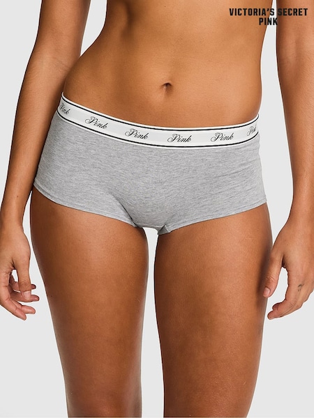 Victoria's Secret PINK Grey Heather Short Cotton Logo Knickers (F22583) | €10.50