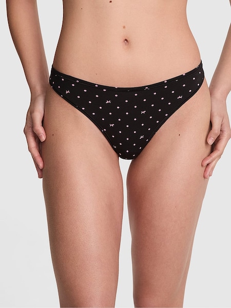 Victoria's Secret PINK Black Dog Print Thong Cotton Knickers (F22607) | €10.50