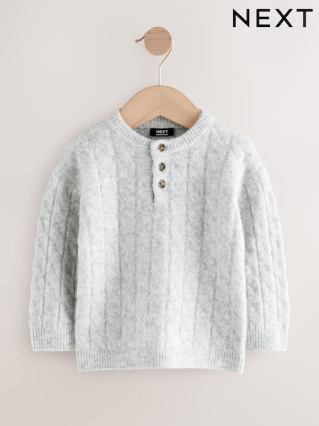 Grey Knitted Henley Jumper (3mths-7yrs) (F22647) | €17.50 - €20