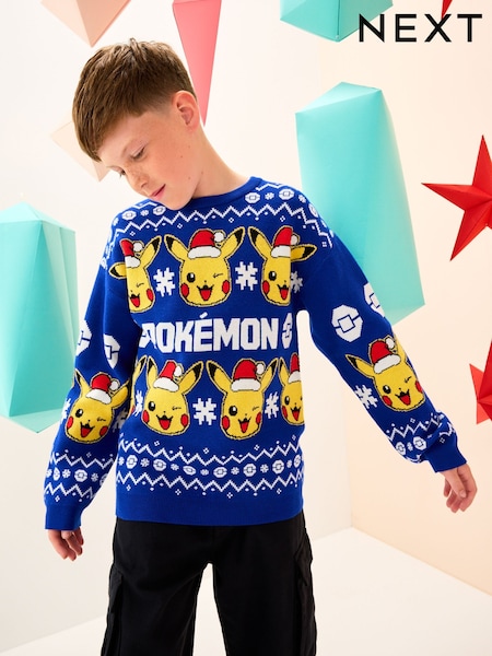 Bright Blue Pokémon Christmas Jumper (3-16yrs) (F22669) | € 31 - € 38