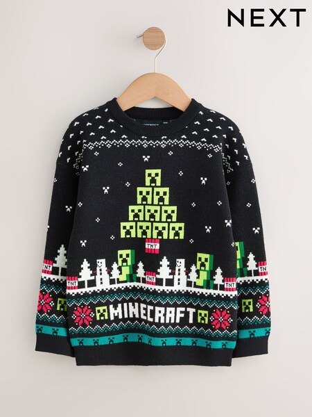 Black Minecraft Christmas Jumper (3-16yrs) (F22680) | R$ 215 - R$ 265