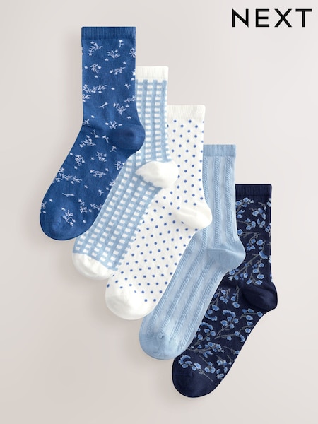 Blue Trainer Socks 5 Pack (F22688) | SGD 21