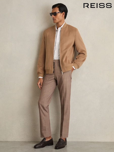 Kameli - Reiss Harlan Brushed Wool-blend Bomber Jacket (F22709) | €422
