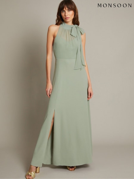 Зеленый - Monsoon Monika Halter Chiffon Maxi Dress (F22745) | €199