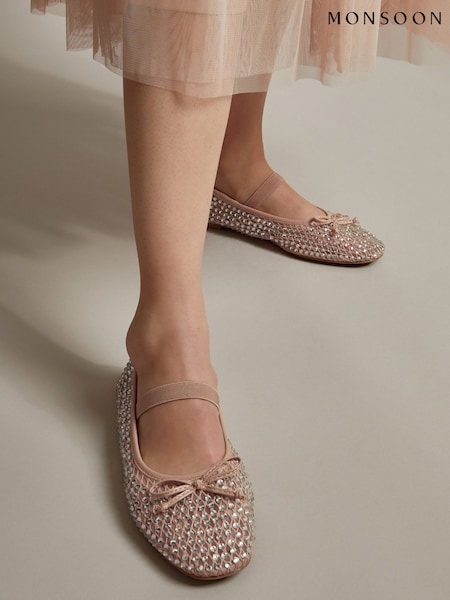 Monsoon Gabi Diamante Mesh Ballet Flats (F22767) | €87