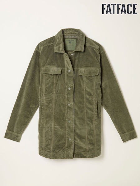 FatFace Alva Khaki Green Cord Overshirt (F22795) | 292 QAR