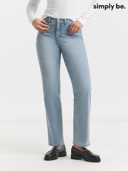 Light Blue - Simply Be Indigo 24/7 Straight Leg Jeans (F22808) | kr590