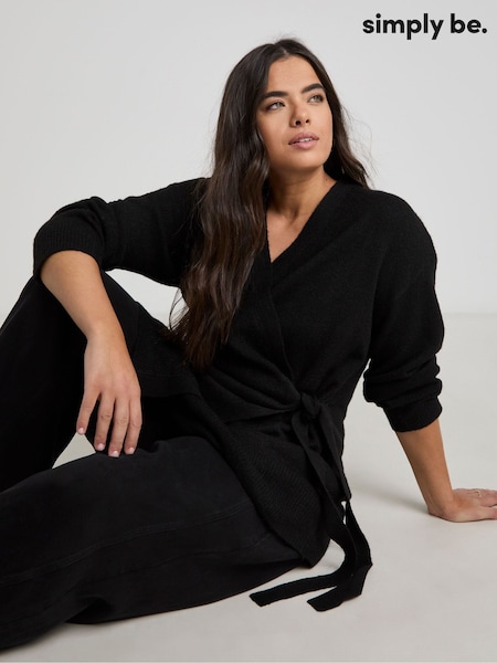 Simply Be Black Sponge Ballet Wrap Cardigan (F22820) | $47