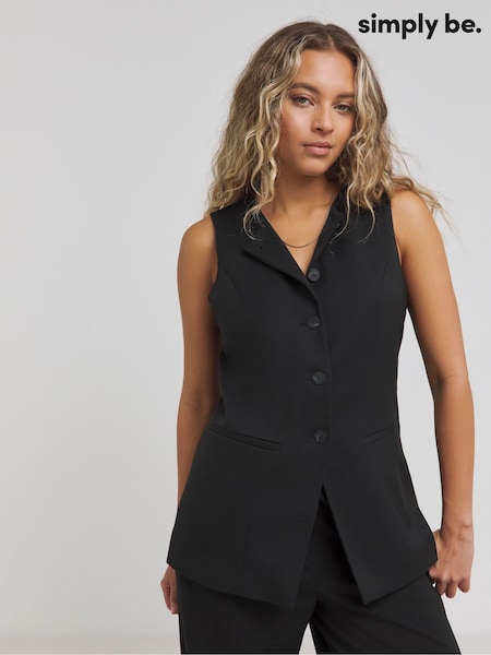 Simply Be Longline Waistcoat (F22823) | 335 LEI