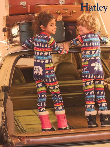 Sininen - Hatley Fairisle Pattern 100% Cotton Adult Union Suit (F22845) | €44