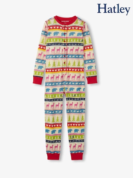 Kermanvaalea - Hatley Fairisle Pattern 100% Cotton Adult Union Suit (F22849) | €44