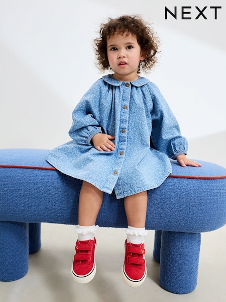 Denim Ditsy Print 100% Cotton Shirt Dress (3mths-8yrs) (F22899) | AED76 - AED91