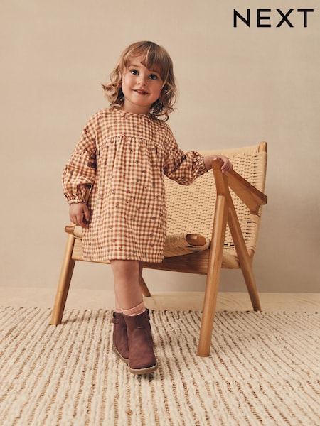 Ochre Yellow Gingham Cotton Dress (3mths-8yrs) (F22907) | €16.50 - €20