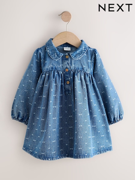 Denim con lazo - Long Sleeve Collar Dress (3mths-8yrs) (F22909) | 19 € - 28 €