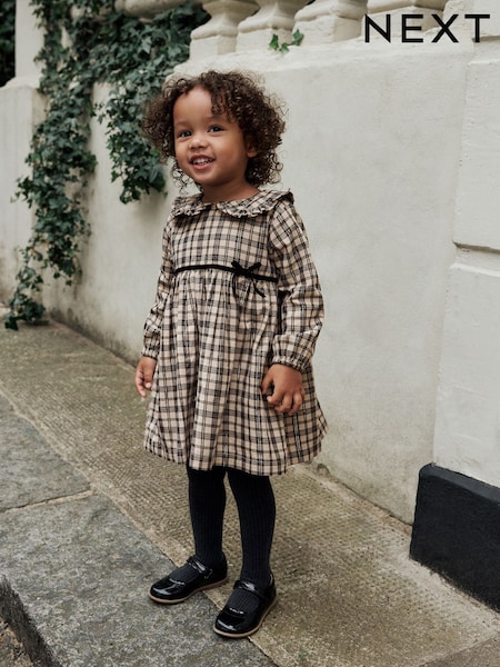 Neutral Check Long Sleeve Collar Dress (3mths-8yrs) (F22911) | €21 - €26