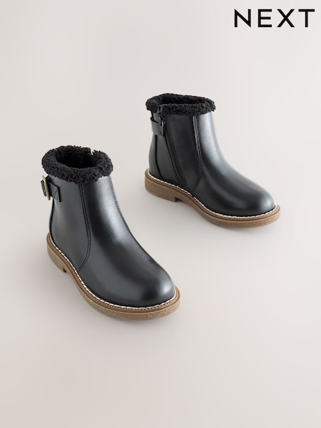 Schwarz - Leather Warm Lined Ankle Boots (F22924) | 57 € - 67 €