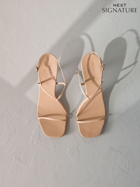 Camel Skinny Signature Premium Leather Strappy Heels (F22931) | R$ 515