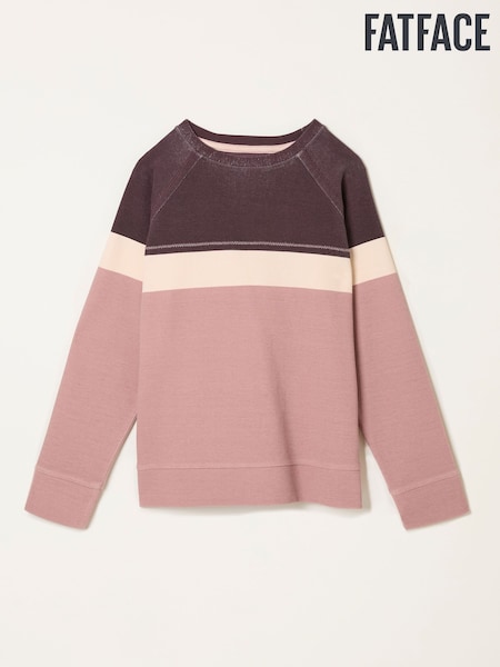 Rosa rosa - FatFace Stripe Crew Sweatshirt (F22988) | R$ 445