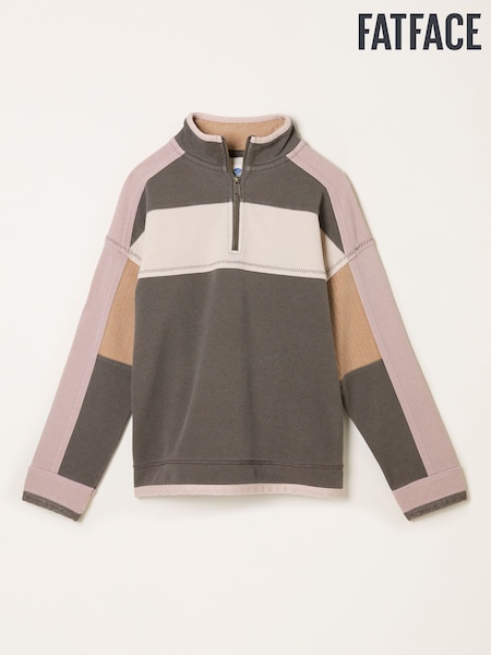 FatFace Airlie Brown Relaxed Stripe Half Neck Sweat Top (F22989) | R$ 545