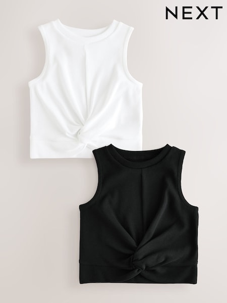 Negro/Blanco - Wrap Front Rib Vests 2 Pack (3-16yrs) (F22994) | 21 € - 29 €