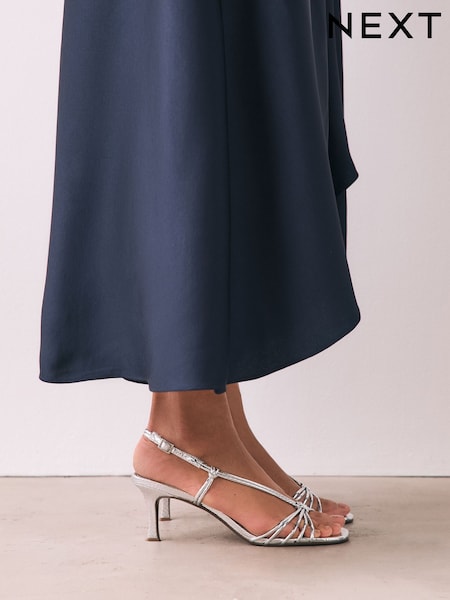Plateado - Forever Comfort® Strappy Square Toe Heeled Sandals (F23059) | 52 €