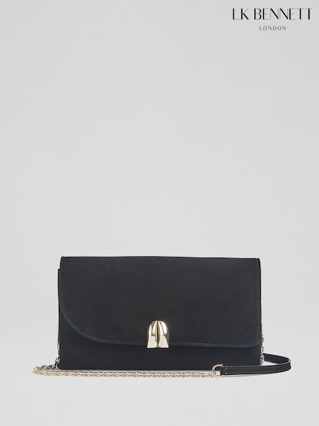 LK Bennett Aria Suede Curve Flap Wide Clutch Bag (F23110) | R$ 1.965