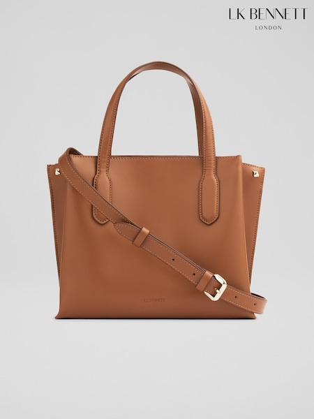 LK Bennett Brown Lola Smooth Leather Structured Tote (F23128) | €330