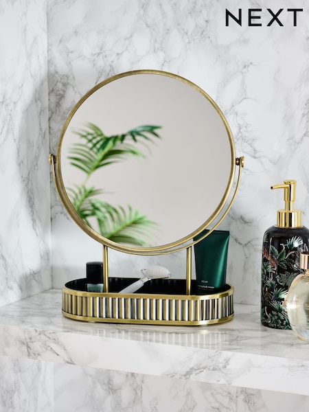 Gold Rib 5x Magnification Round Dressing Table Mirror (F23149) | €44