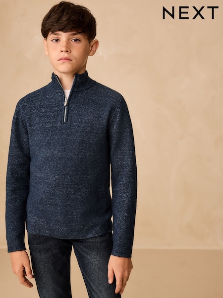 Navy Blue Knitted Zip Neck Jumper (3-16yrs) (F23164) | €21.50 - €28