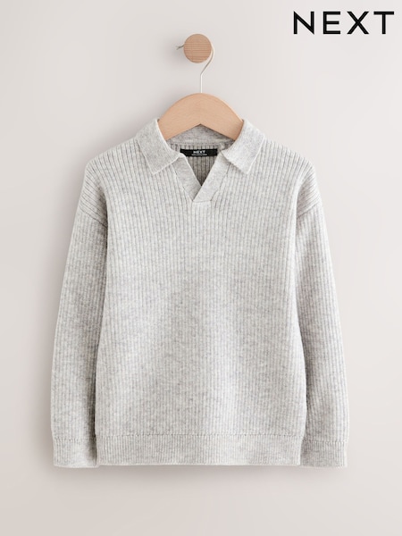 Grey Trophy Neck Knitted Jumper (3-16yrs) (F23183) | €18.50 - €25