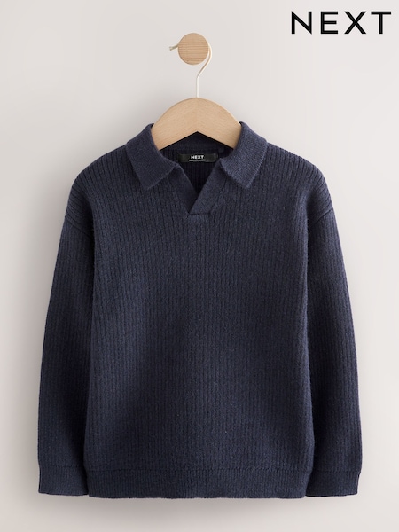 Navy Blue Trophy Neck Knitted Jumper (3-16yrs) (F23184) | €18.50 - €25