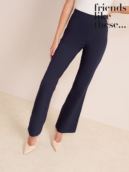 Friends Like These Navy Blue Sculpting Stretch Flared Trousers (F23220) | R$ 255