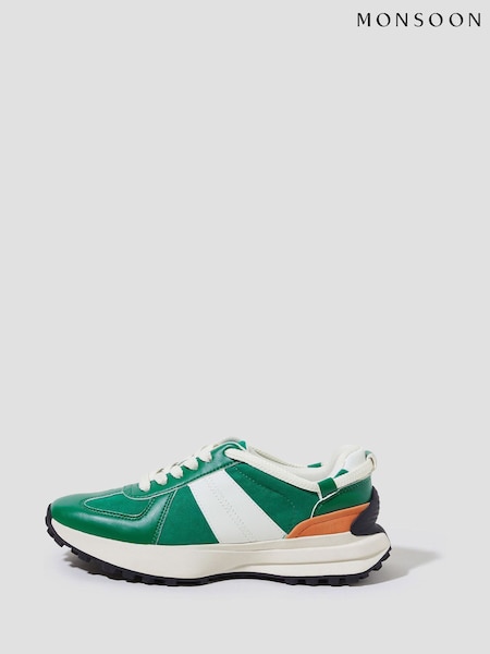 Monsoon Green Tyra Faux Leather Trainers (F23272) | AED195