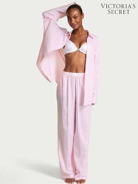 Victoria's Secret Pretty Blossom Pink Gingham Modal Long Pyjama Set (F23317) | €68