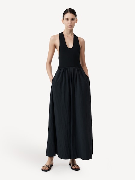 St Agni Black Plunge Neck Dress (F23388) | AED2,009