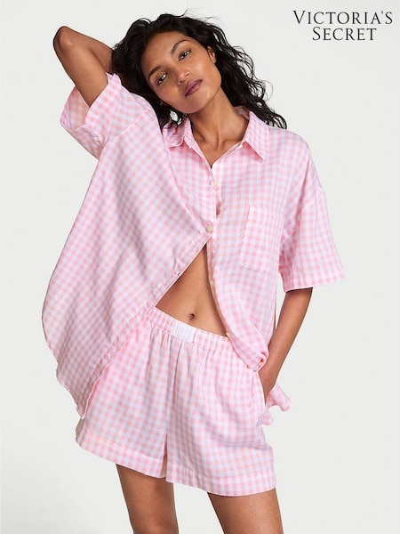 Victoria's Secret Pretty Blossom Pink Gingham Modal Short Pyjama Set (F23638) | €63