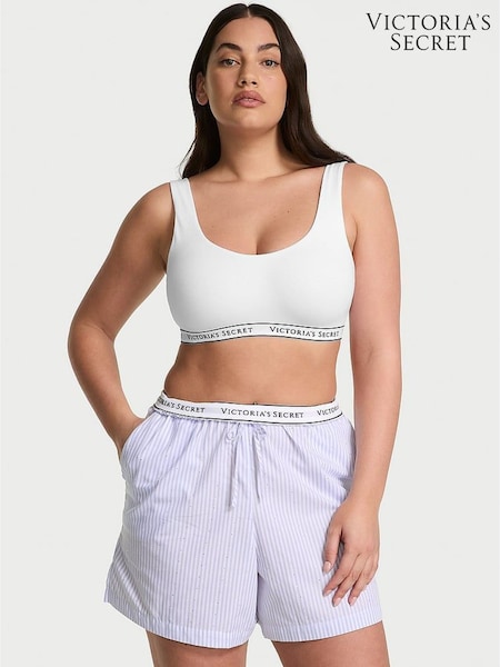 Victoria's Secret Blue Stripe Cotton Diamante Pyjama Shorts (F23643) | €52