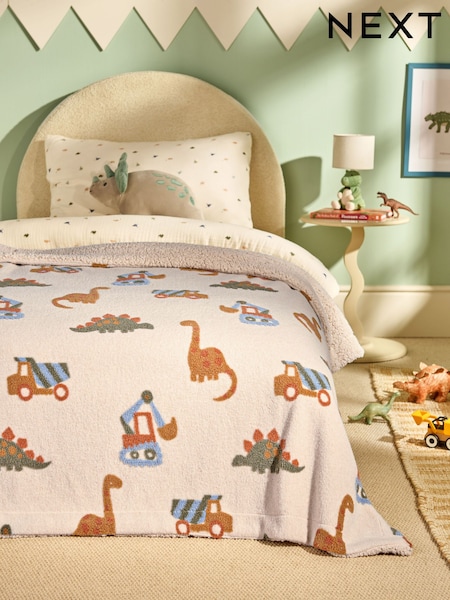 Cream Dinosaur Borg Throw Blanket (F23668) | € 57 - € 75