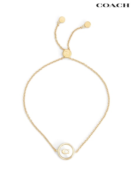 COACH Gold Tone Signature Mother of Pearl Coin Slider Bracelet (F23744) | €136