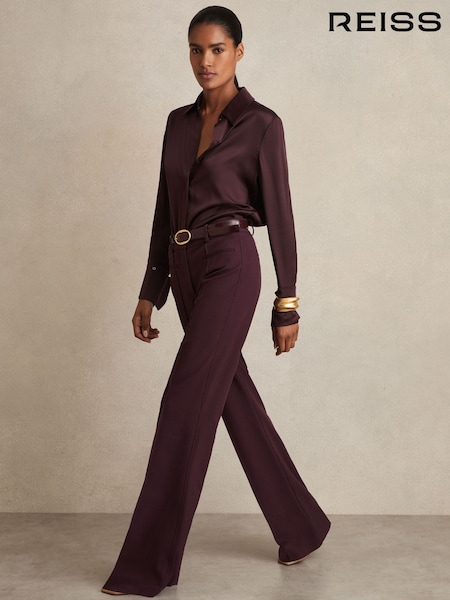 Burgundia - Reiss Claude High Rise Flared Trousers (F23762) | €236
