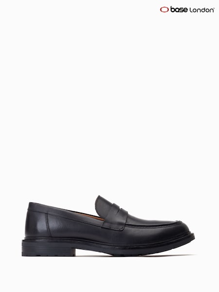 Base London Ivey Slip On Penny Black Loafers (F23781) | ₪377